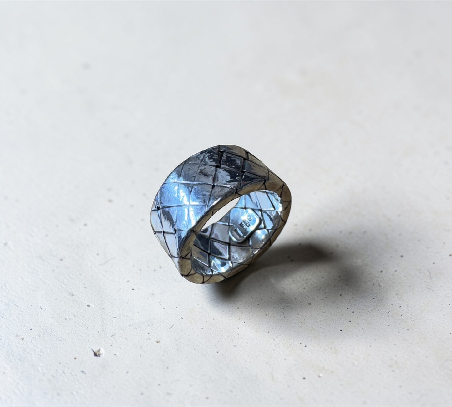 Bottega Veneta Intrecciato Wide Flat Band Ring ボッテガ・ヴェネタ イントレチャート ワイド フラット バンド リング シルバー925 9号
