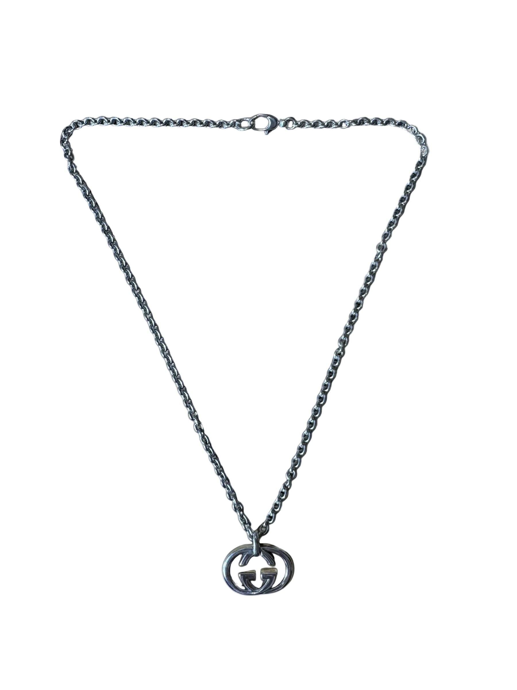 グッチ　インターロッキンG ネックレス　シルバー　社外チェーン Gucci Interlocking G Pendant Necklace グッチ インターロッキング G