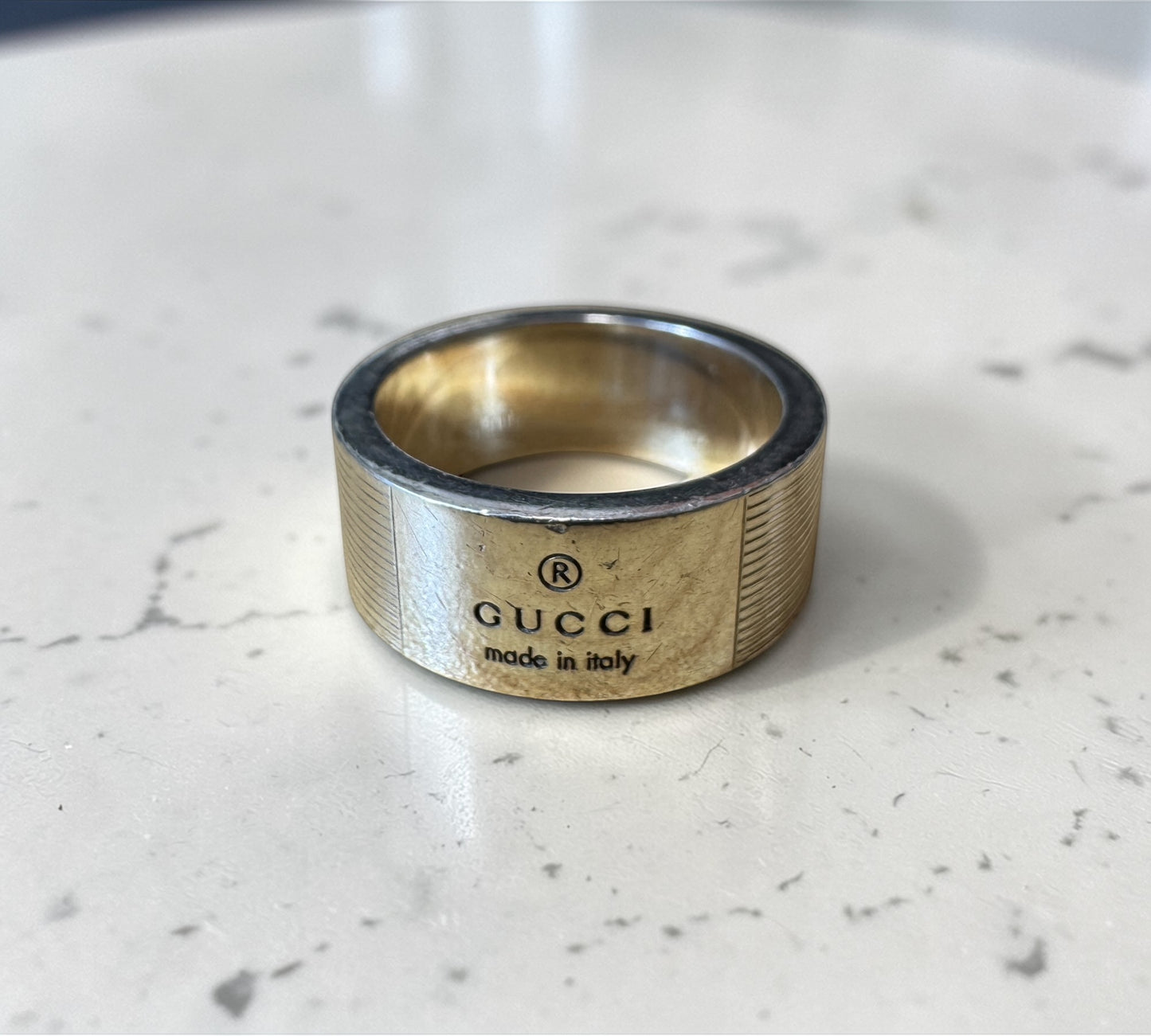 Gucci Trademark Wide Band Ring グッチ トレードマーク ワイド バンド ロゴ リング シルバー925 14号