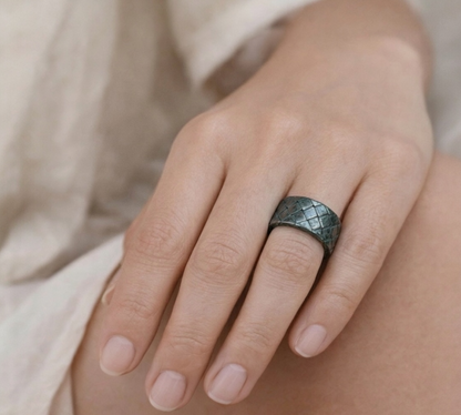 Bottega Veneta Intrecciato Wide Flat Band Ring ボッテガ・ヴェネタ イントレチャート ワイド フラット バンド リング シルバー925 9号