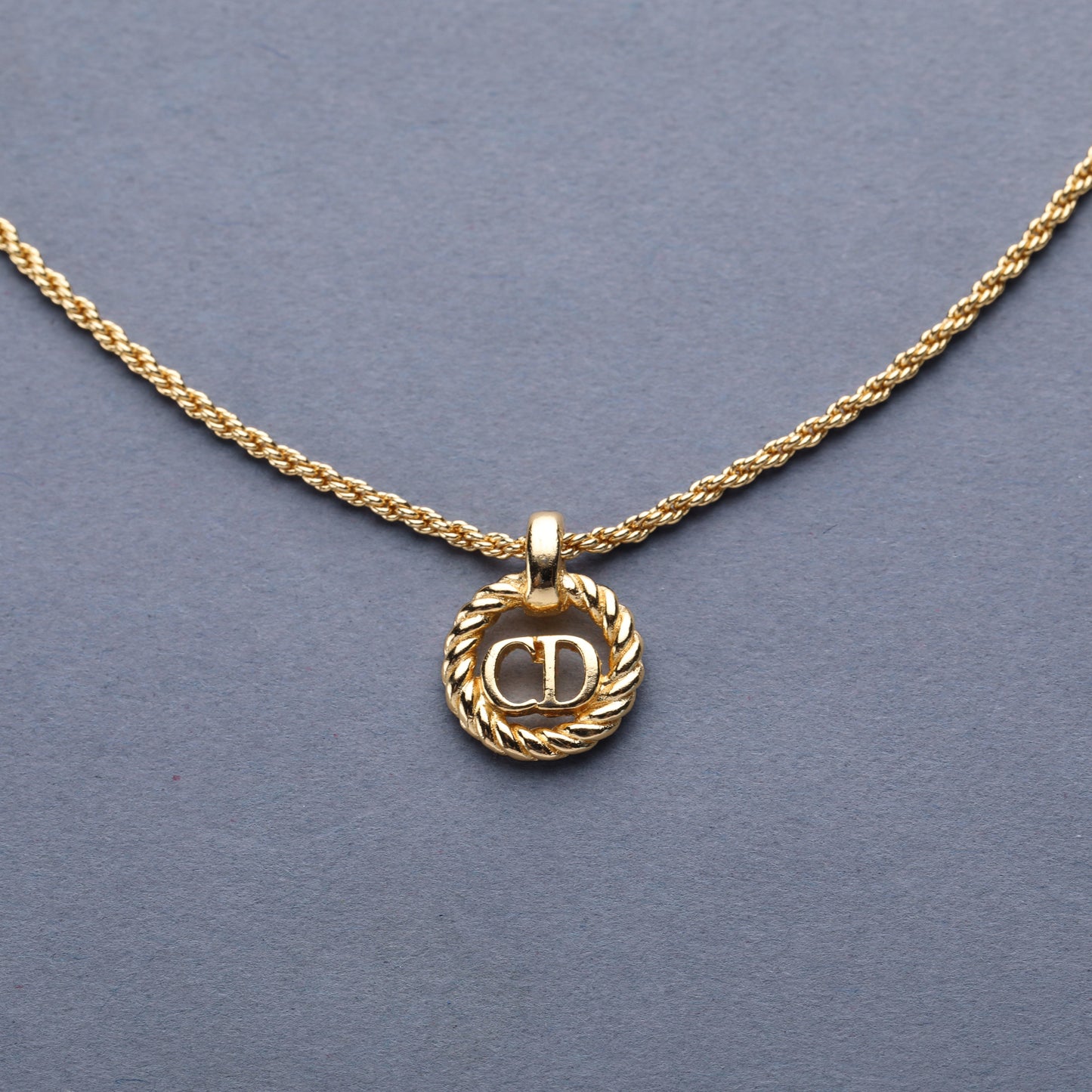Christian Dior / CD Logo Round Pendant Necklace