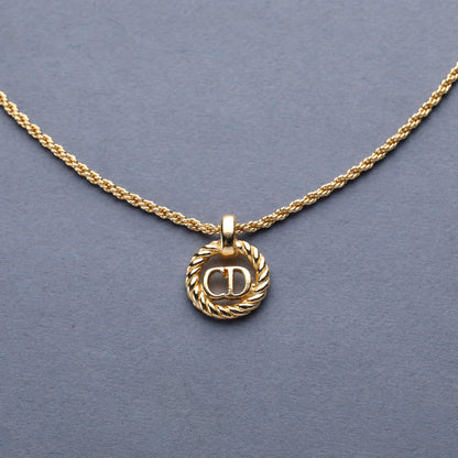 Christian Dior / CD Logo Round Pendant Necklace