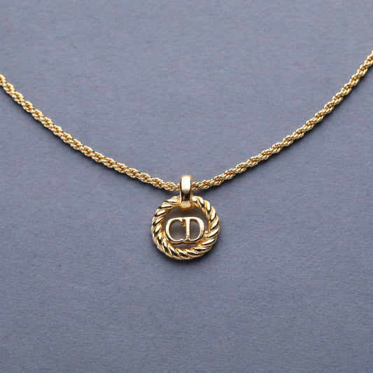 Christian Dior / CD Logo Round Pendant Necklace