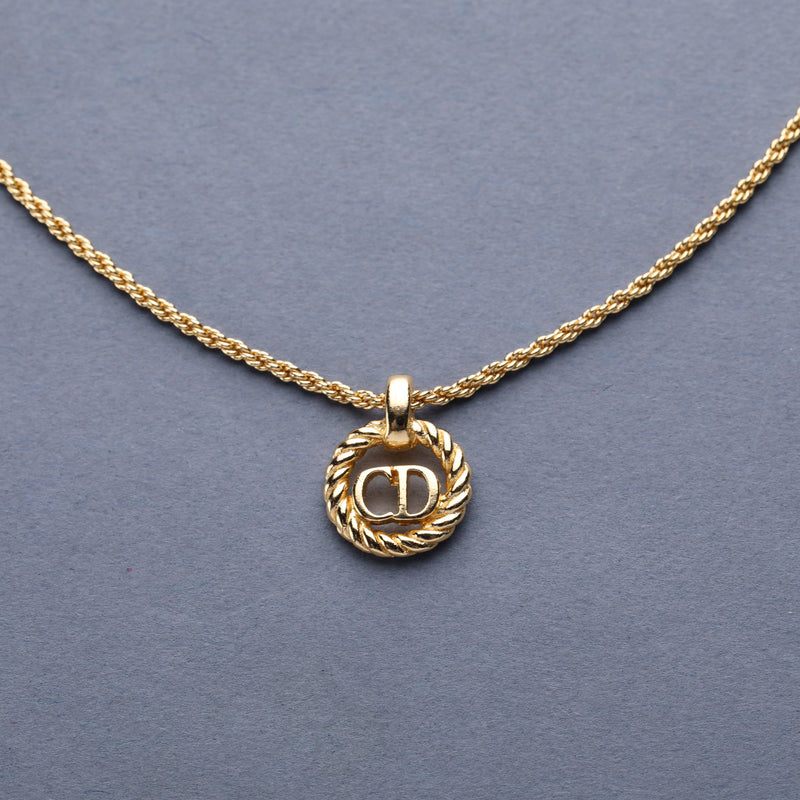 Christian Dior / CD Logo Round Pendant Necklace