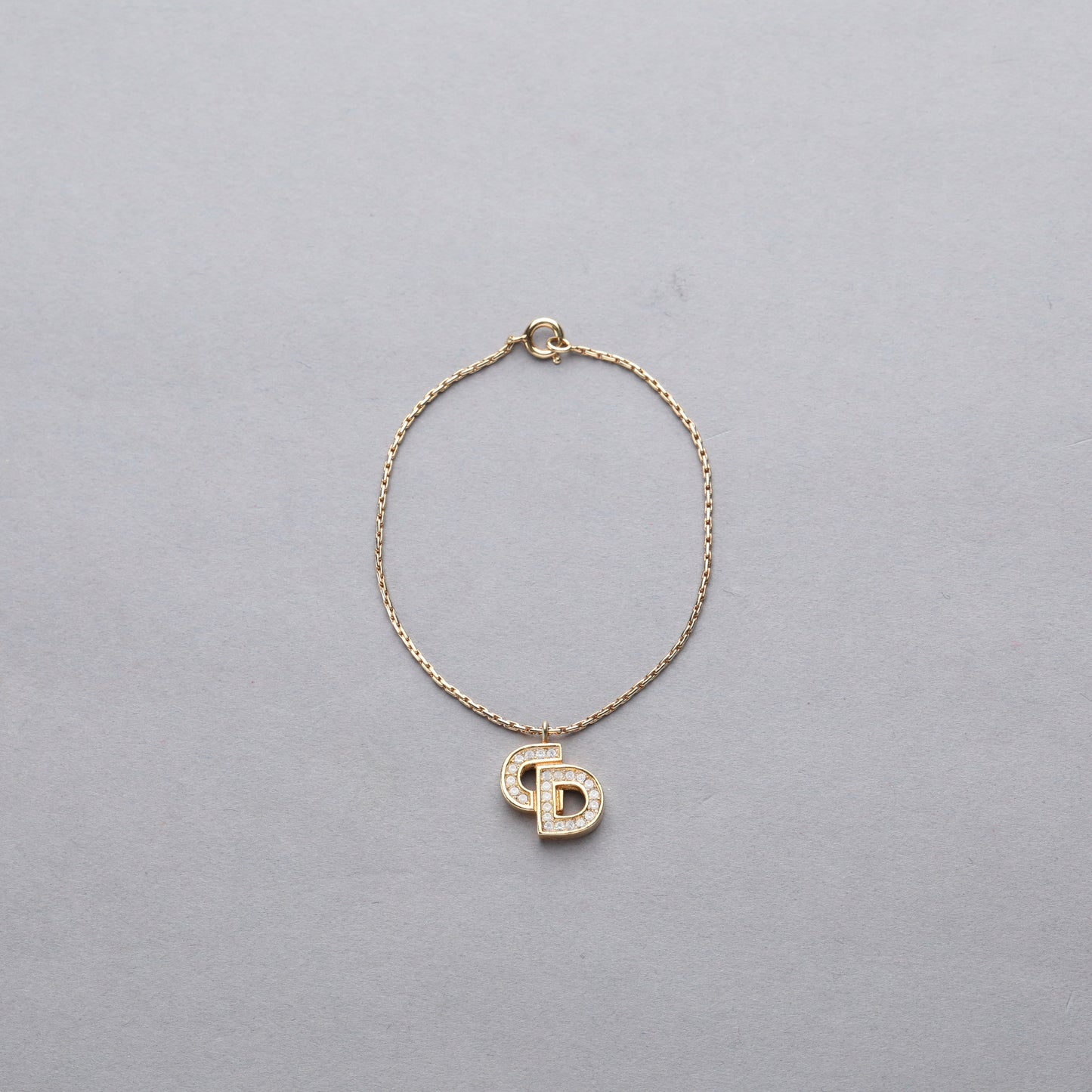 Christian Dior / CD Logo Rhinestone Pendant Necklace