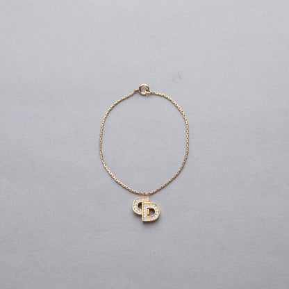 Christian Dior / CD Logo Rhinestone Pendant Necklace