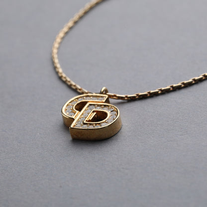 Christian Dior / CD Logo Rhinestone Pendant Necklace