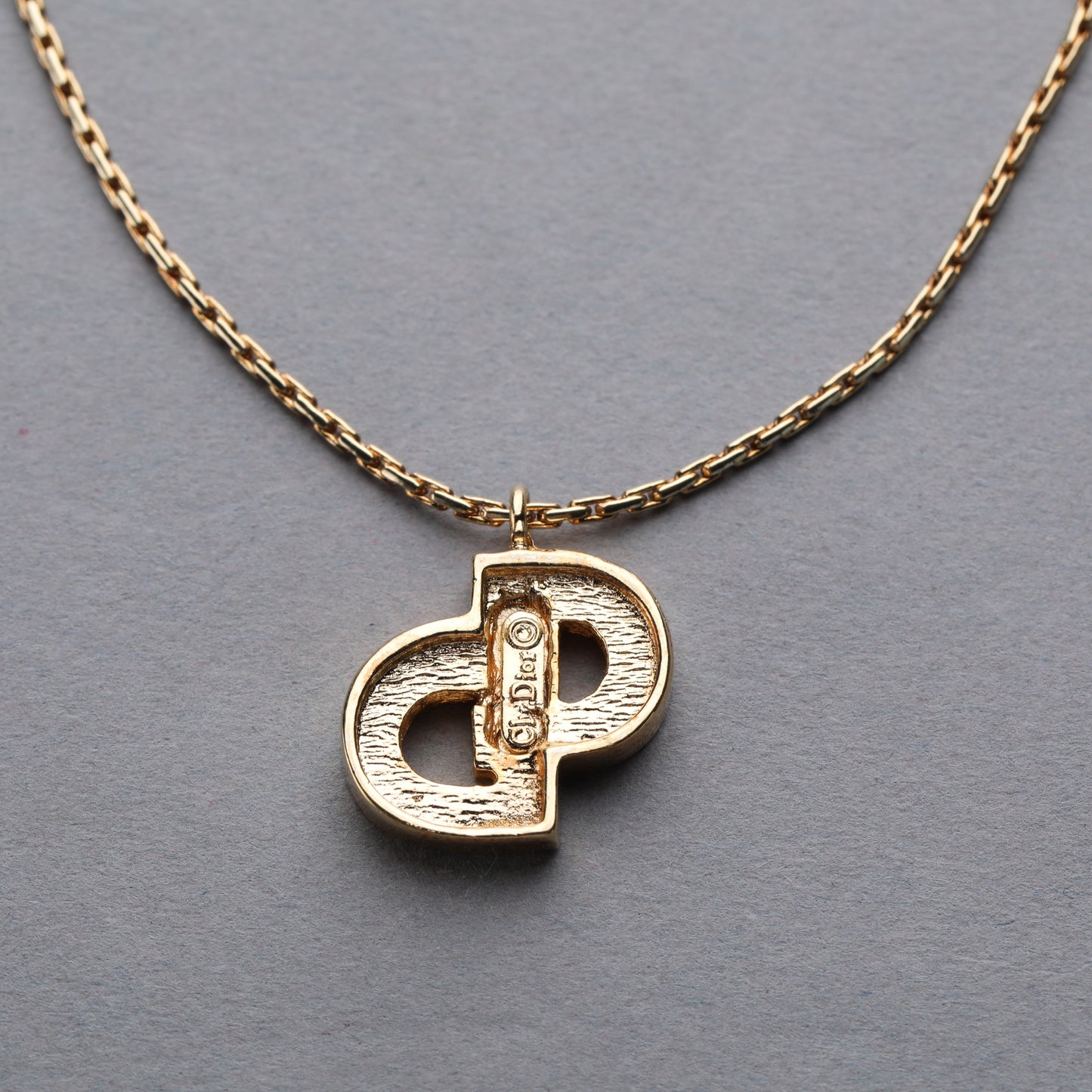 Christian Dior / CD Logo Rhinestone Pendant Necklace