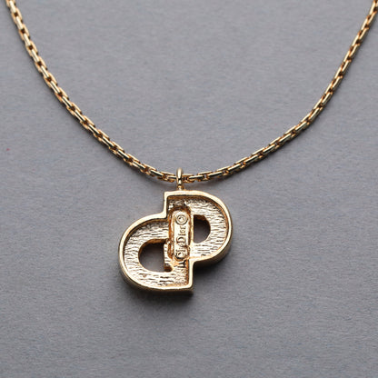 Christian Dior / CD Logo Rhinestone Pendant Necklace