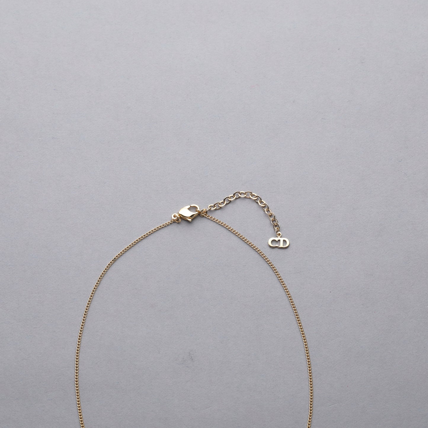 Christian Dior / Logo Rhinestone Pendant Necklace