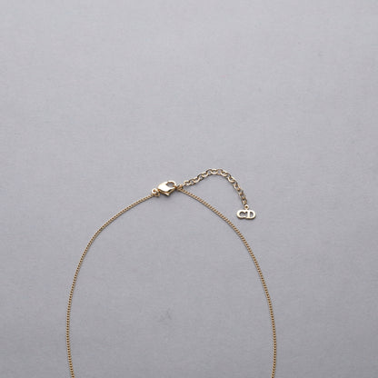 Christian Dior / Logo Rhinestone Pendant Necklace