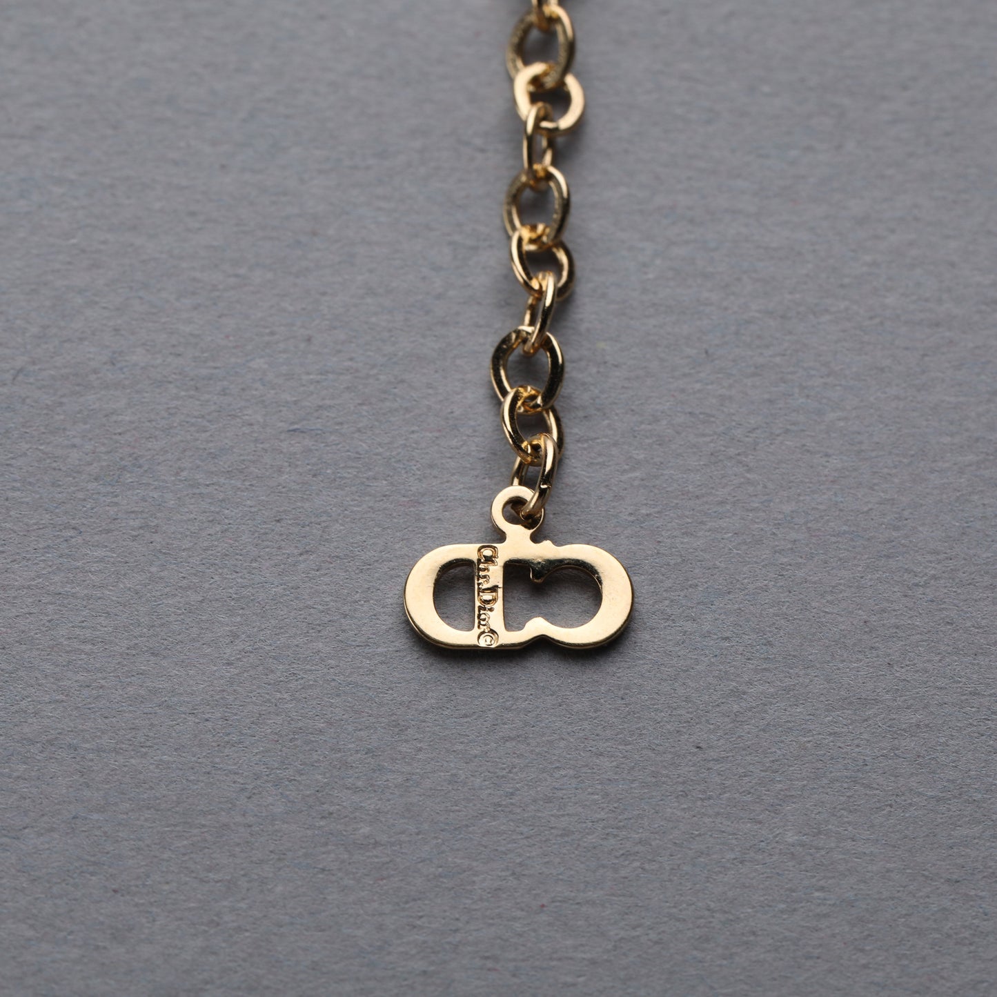 Christian Dior / Logo Rhinestone Pendant Necklace
