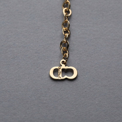 Christian Dior / Logo Rhinestone Pendant Necklace