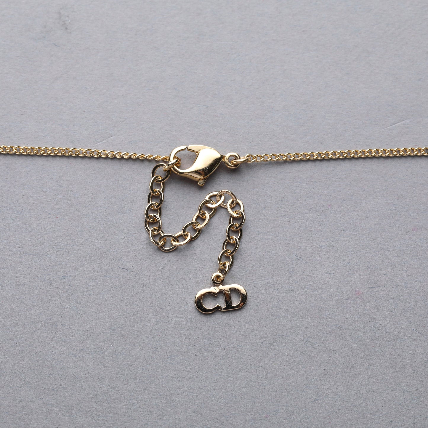 Christian Dior / Logo Rhinestone Pendant Necklace