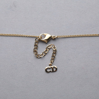 Christian Dior / Logo Rhinestone Pendant Necklace