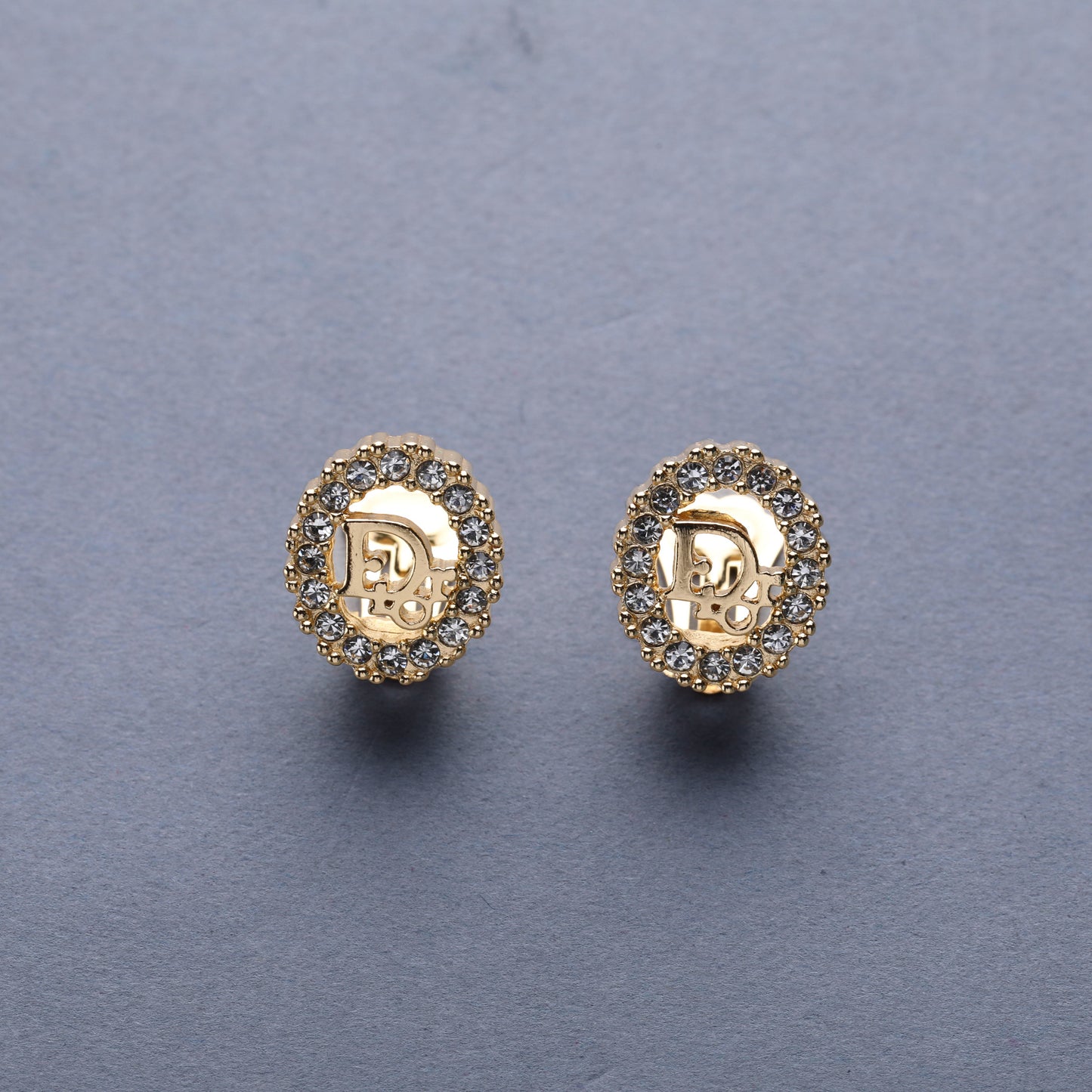 Christian Dior / Logo Rhinestone Earrings