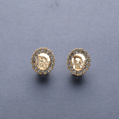 Christian Dior / Logo Rhinestone Earrings
