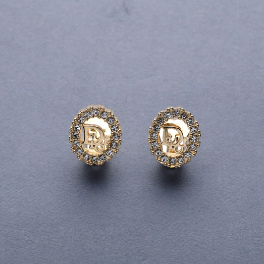 Christian Dior / Logo Rhinestone Earrings