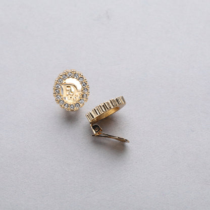 Christian Dior / Logo Rhinestone Earrings