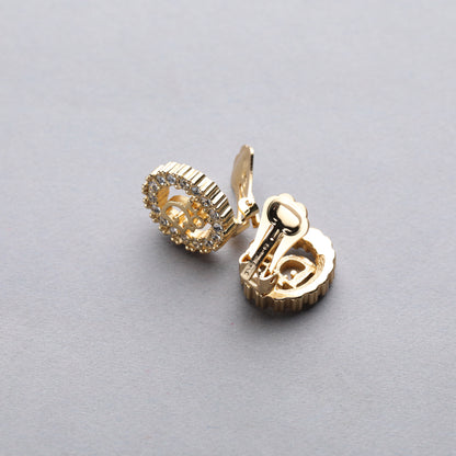 Christian Dior / Logo Rhinestone Earrings