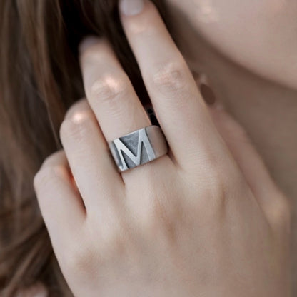 Maison Margiela Logo Engraved Ring メゾン マルジェラ Mロゴ シグネット リング シルバー925 15号