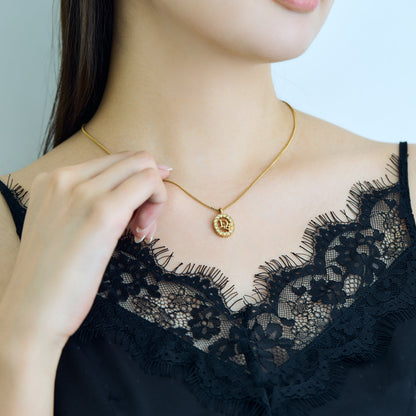 Christian Dior / Logo Rhinestone Pendant Necklace