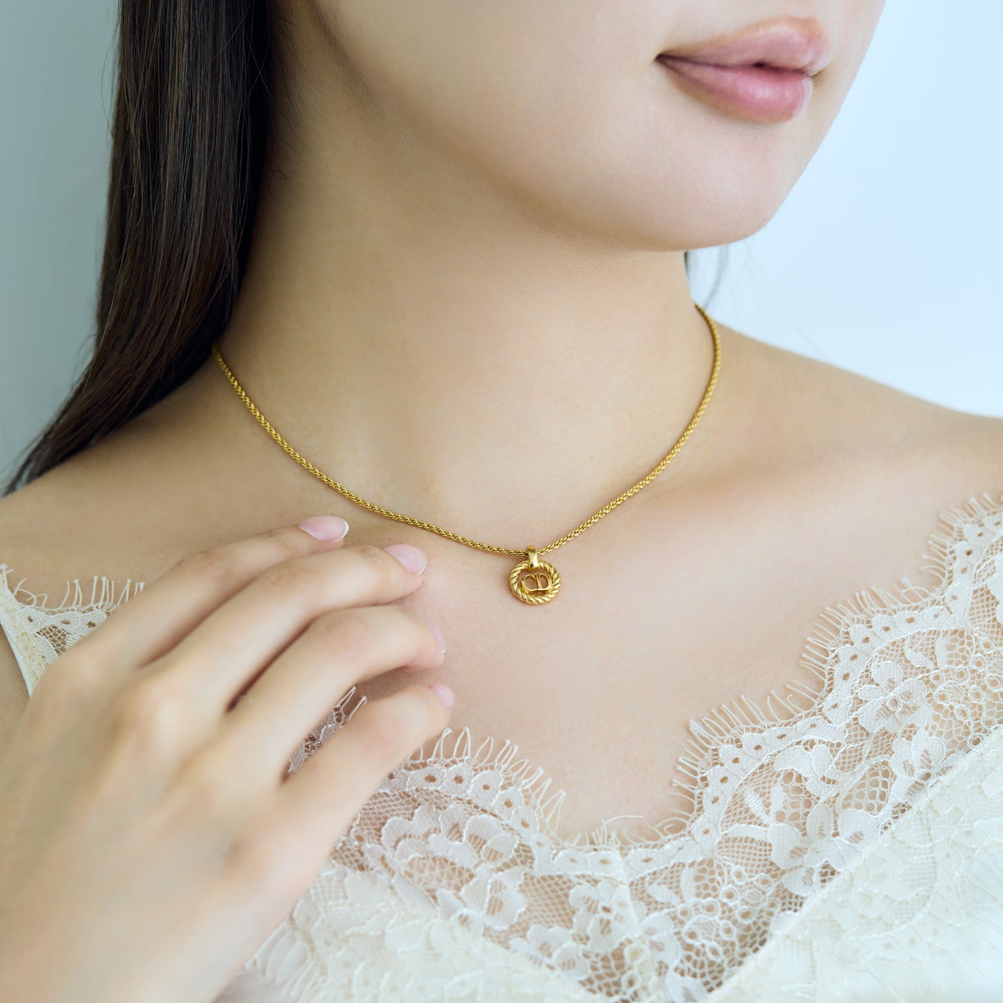 Christian Dior / CD Logo Round Pendant Necklace