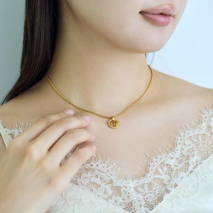 Christian Dior / CD Logo Round Pendant Necklace