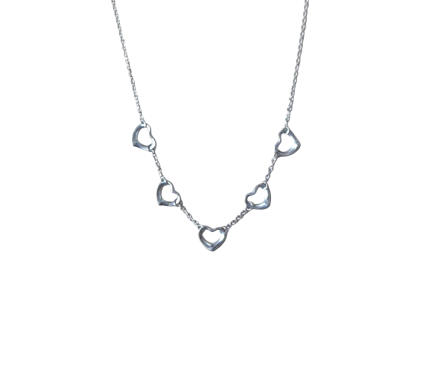 Tiffany / Open Heart 5Charm Necklace