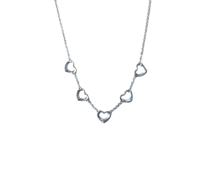 Tiffany / Open Heart 5Charm Necklace