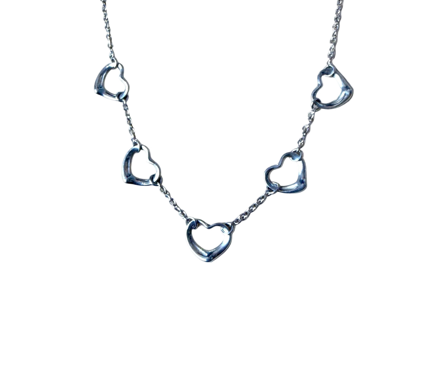 Tiffany / Open Heart 5Charm Necklace