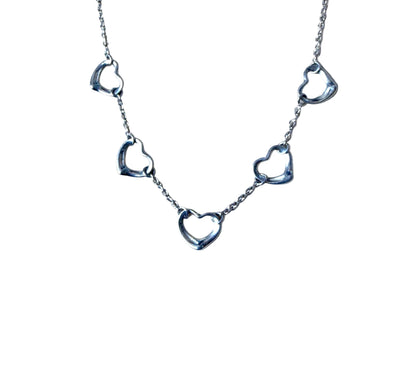 Tiffany / Open Heart 5Charm Necklace