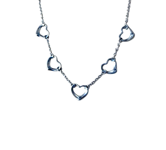 Tiffany / Open Heart 5Charm Necklace