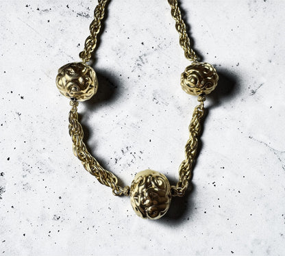 Yves Saint Laurent ヴィンテージ Texture Ball Charm Necklace イヴ・サンローラン テクスチャー ボール チャーム ネックレス ゴールド