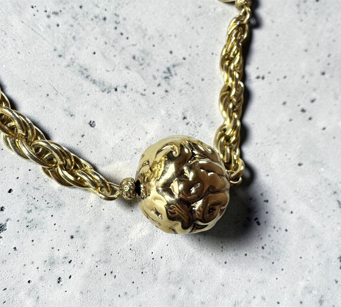 Yves Saint Laurent ヴィンテージ Texture Ball Charm Necklace イヴ・サンローラン テクスチャー ボール チャーム ネックレス ゴールド