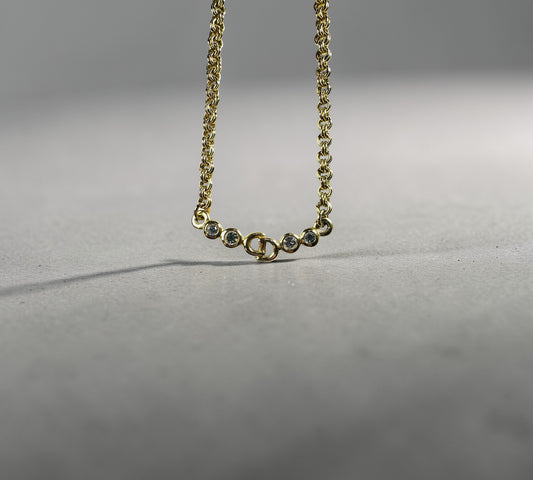 Christian Dior ヴィンテージ CD Logo Crystal Necklace CDロゴ クリスタル ネックレス ゴールド 36cm