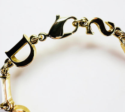 Christian Dior DIOR Logo Alphabet Charm Bracelet ヴィンテージ ロゴ アルファベット チャーム ブレスレット ゴールド