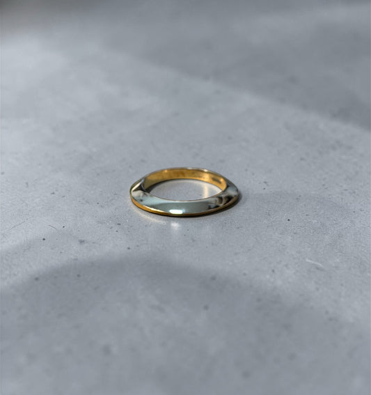 Bottega Veneta Gold-Plated Sterling Silver Band Ring ボッテガ・ヴェネタ ゴールド バンド リング シルバー925 18号