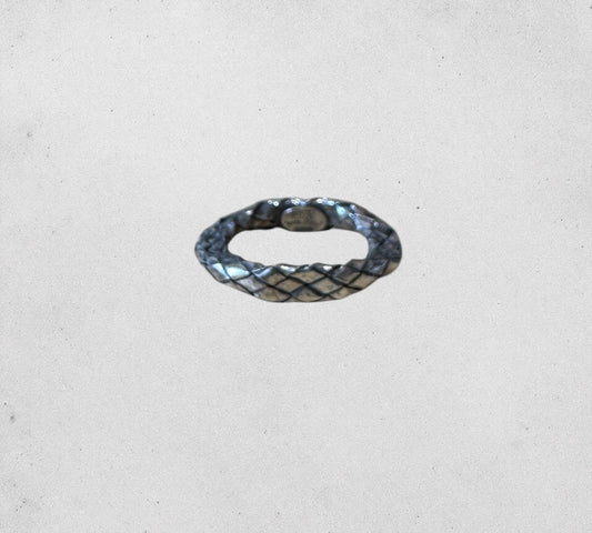 Bottega Veneta Intrecciato Oxidized Band Ring ボッテガ・ヴェネタ イントレチャート オキシダイズド シルバー バンド リング シルバー925 12号