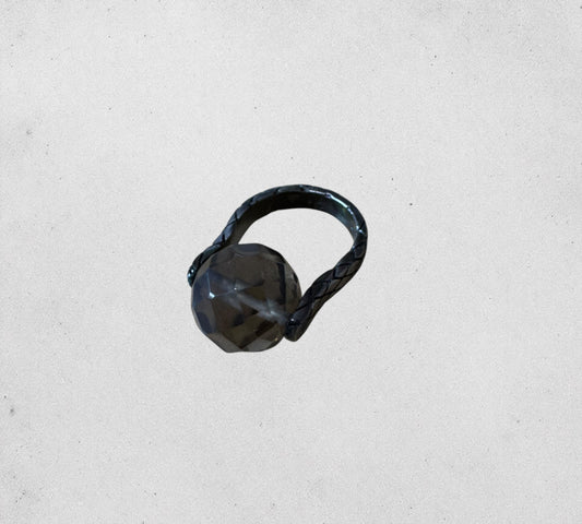 Bottega Veneta Intrecciato Smoky Stone Ring ボッテガ・ヴェネタ イントレチャート スモーキー ストーン リング シルバー925 8号