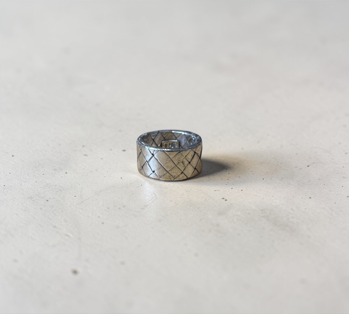 Bottega Veneta Intrecciato Wide Flat Band Ring ボッテガ・ヴェネタ イントレチャート ワイド フラット バンド リング シルバー925 9号