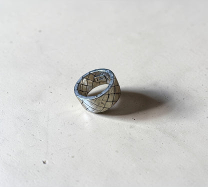 Bottega Veneta Intrecciato Wide Flat Band Ring ボッテガ・ヴェネタ イントレチャート ワイド フラット バンド リング シルバー925 9号