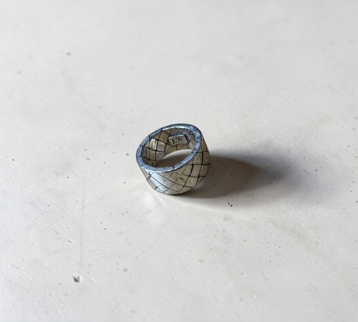 Bottega Veneta Intrecciato Wide Flat Band Ring ボッテガ・ヴェネタ イントレチャート ワイド フラット バンド リング シルバー925 9号