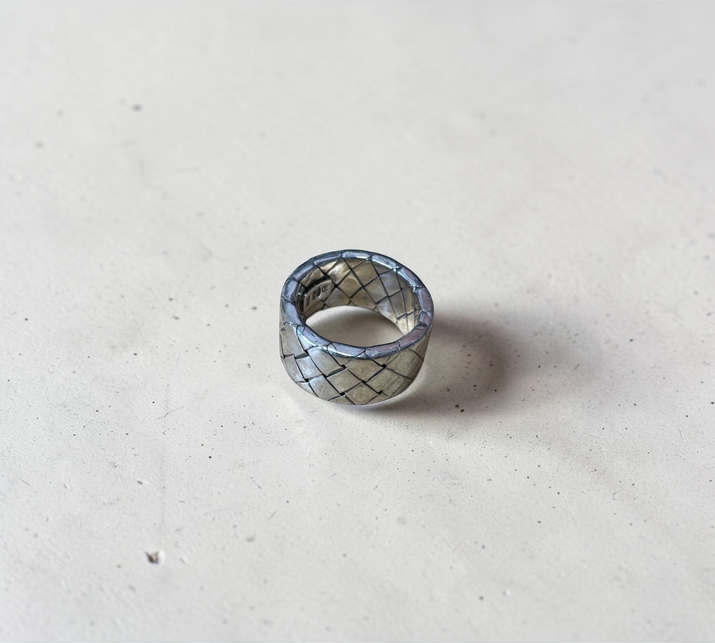 Bottega Veneta Intrecciato Wide Flat Band Ring ボッテガ・ヴェネタ イントレチャート ワイド フラット バンド リング シルバー925 9号