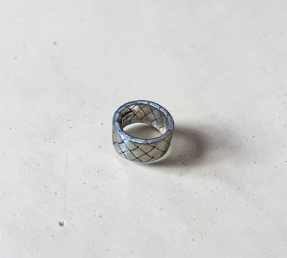 Bottega Veneta Intrecciato Wide Flat Band Ring ボッテガ・ヴェネタ イントレチャート ワイド フラット バンド リング シルバー925 9号
