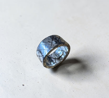 Bottega Veneta Intrecciato Wide Flat Band Ring ボッテガ・ヴェネタ イントレチャート ワイド フラット バンド リング シルバー925 9号
