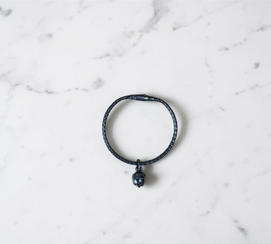 Bottega Veneta Intrecciato Bracelet with Charm ボッテガ・ヴェネタ イントレチャート ブラックシルバー ブレスレット シャルム付き シルバー925 16cm