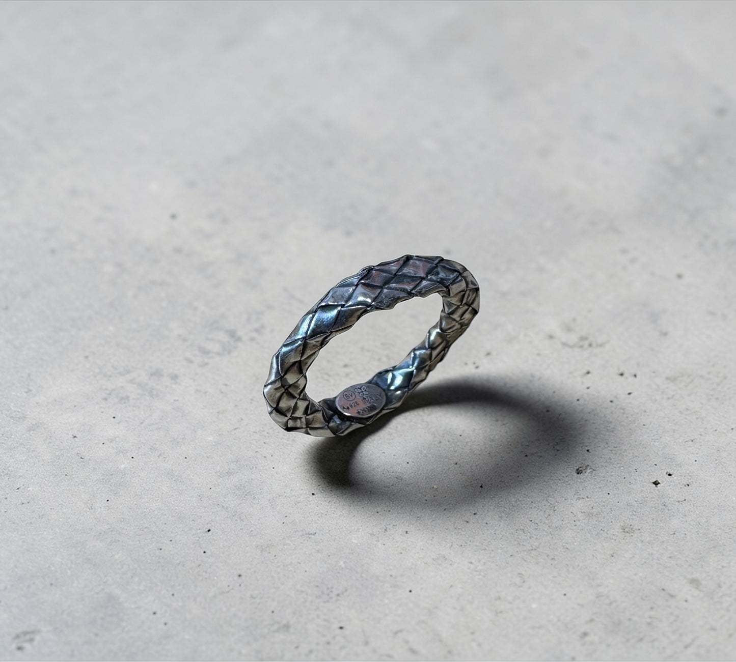 Bottega Veneta Intrecciato Sculpted Band Ring ボッテガ・ヴェネタ イントレチャート スカルプテッド バンド リング シルバー925 13号