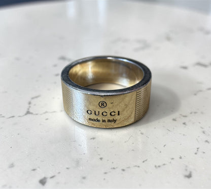 Gucci Trademark Wide Band Ring グッチ トレードマーク ワイド バンド ロゴ リング シルバー925 14号