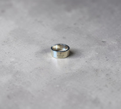 Gucci Trademark Wide Band Ring グッチ トレードマーク ワイド バンド ロゴ リング シルバー925 19号